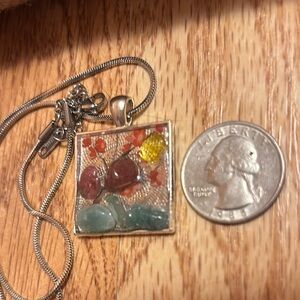 Artistic Red and Yellow Mosaic Necklace